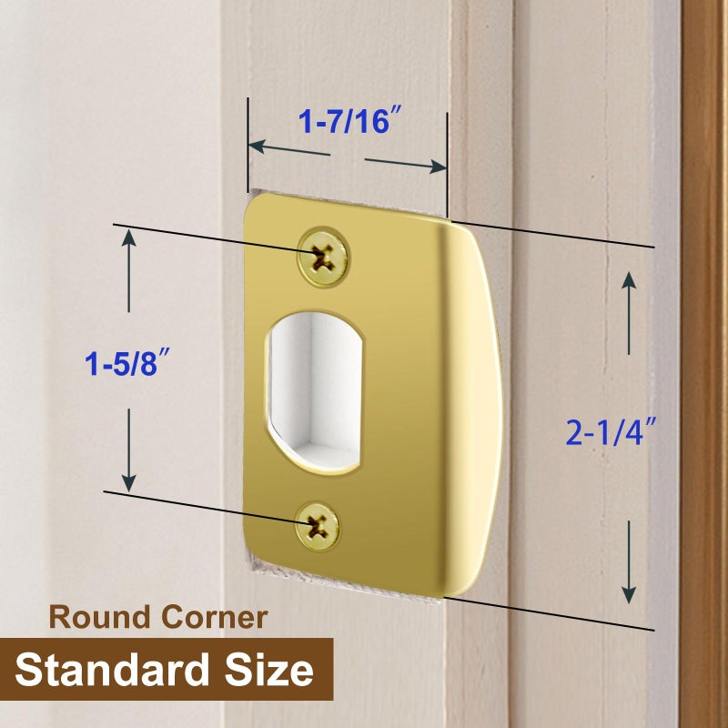MOSECYOU Standard Strike Plates with Repair Kits, Door Latch Restorer Striker with Sub-Plates and Wood Dowels, Fix Aged Strike Opening (Gold, 1 Pack) - Image 2